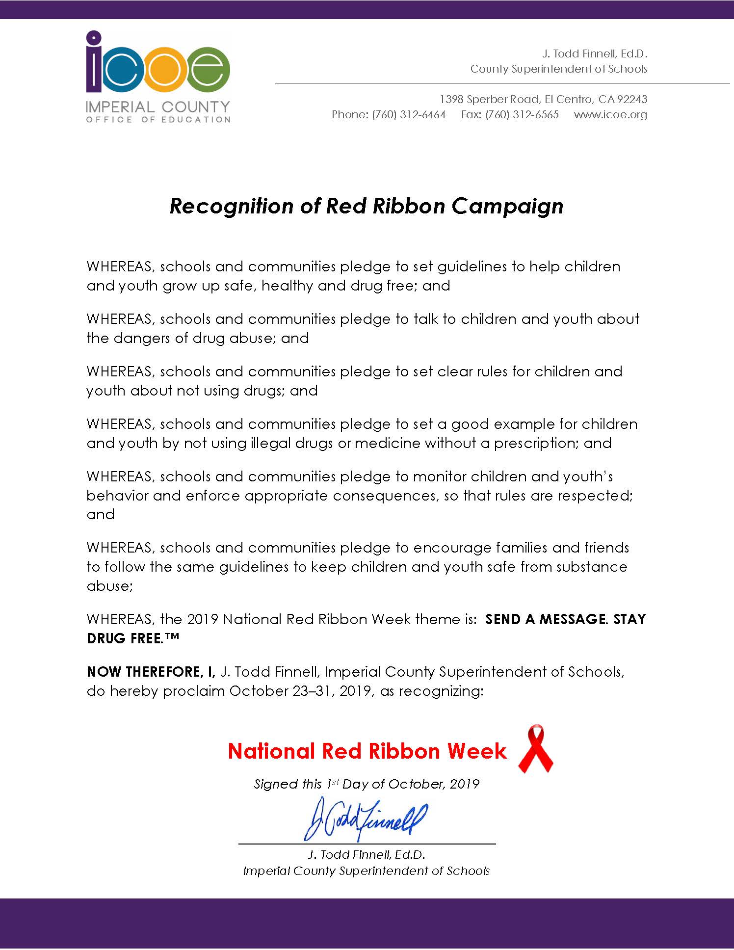 Red Ribbon Week Imperial County Office of Education